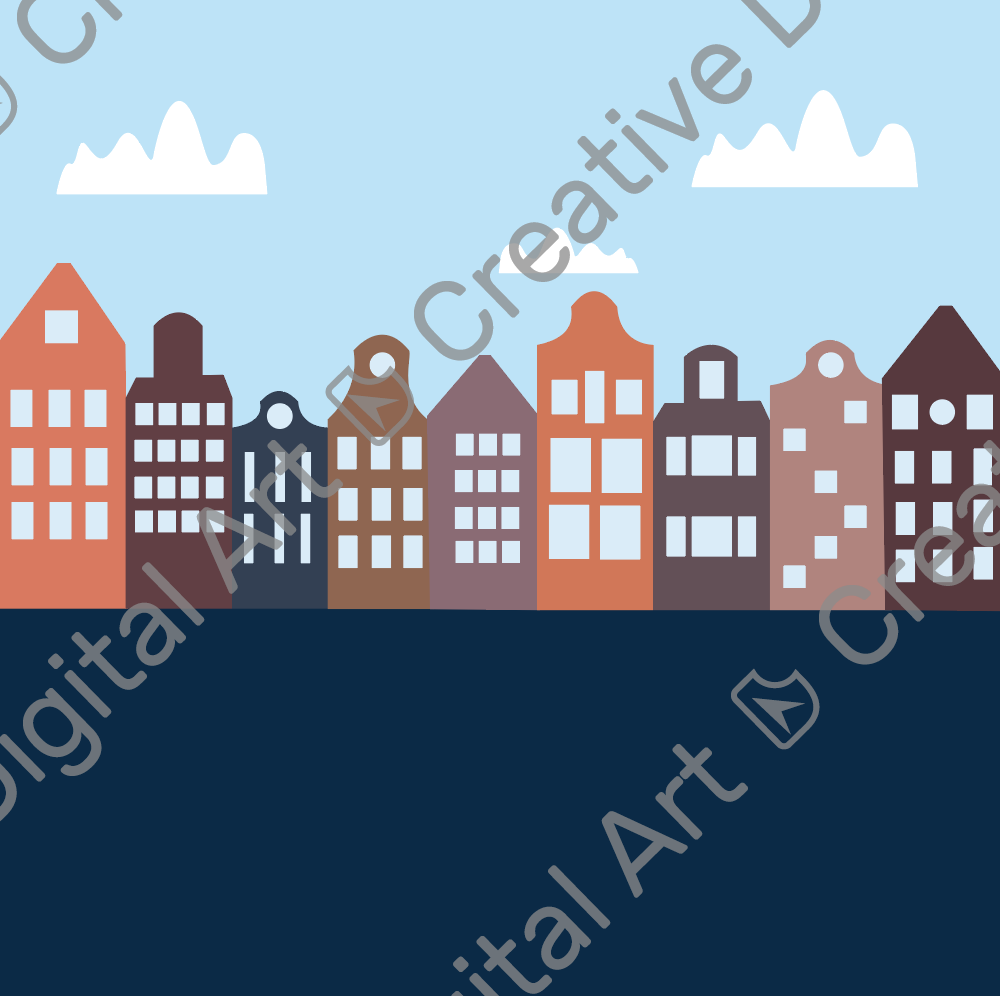 Buildings Vector File Vector illustration with buildings and sky - Creative Digital Art